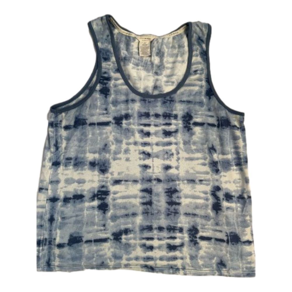 WOMEN’S Lucky Brand knit tank top tie dye blue and white size XL